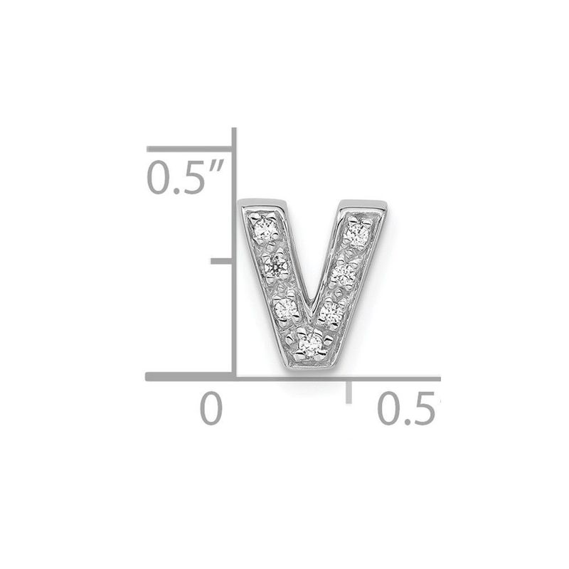 Sterling Silver Polished CZ Initial V Slide_voghion.com