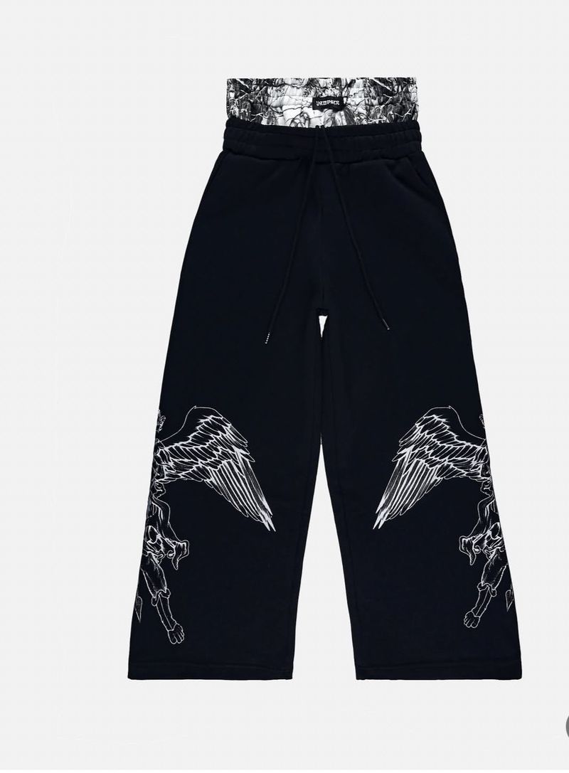 Bărbați, îmbrăcăminte din două piese, pantaloni de trening cu talie dublă, pantaloni sport casual largi pentru bărbați și femei, la modă, hip hop, pantaloni sport_voghion.com