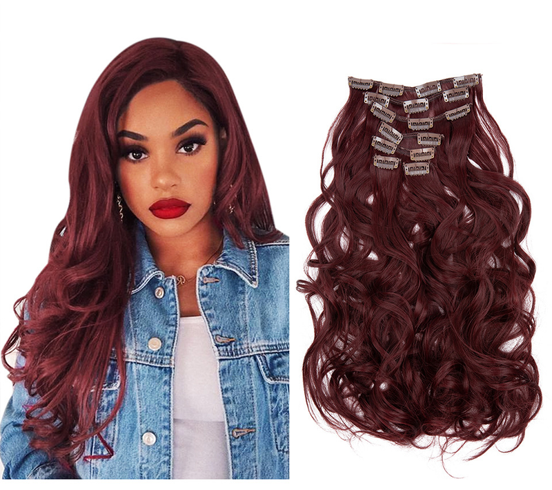 16 darabos műhaj paróka szett, női hosszú göndör haj, magas hőmérsékletű matt selyem póthaj_voghion.com