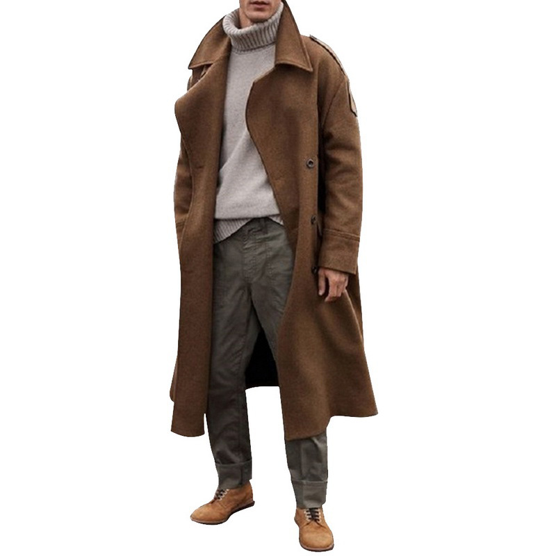 Men's long woolen coat extra long over the knee coat_voghion.com