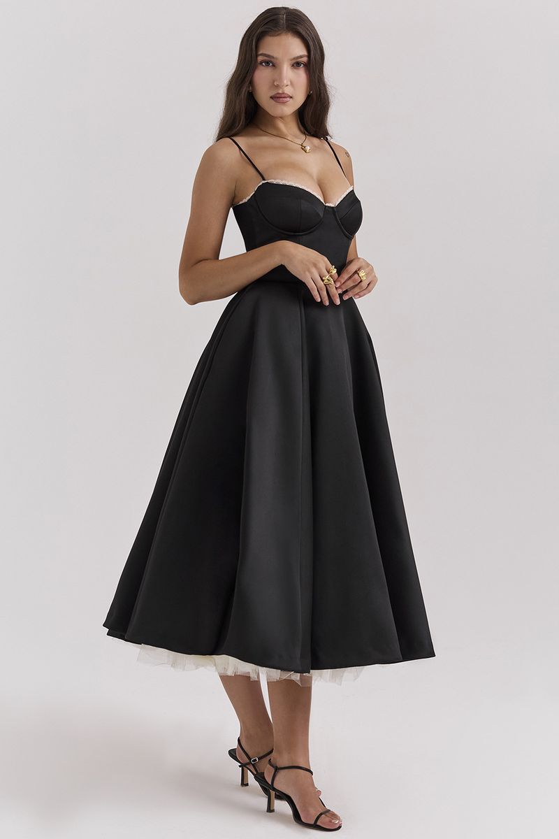Gonna lunga da donna con bretelle sexy, in rete rigida, con gonna ampia, per temperamento, sottile_voghion.com