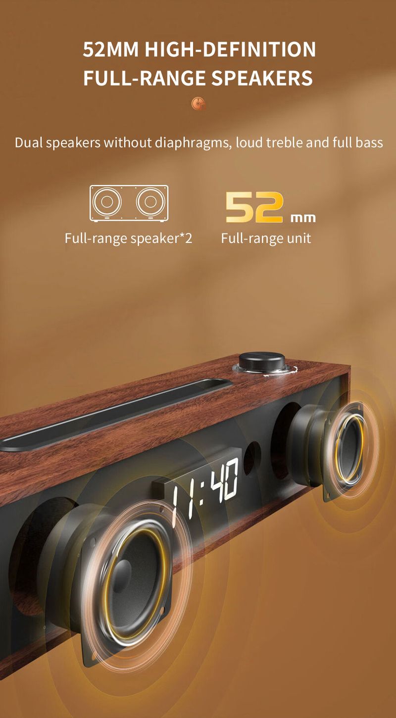 SPA3809 Speaker Wireless Bluetooth 5.3 Small Portable Desktop Loudspeaker Box Subwoofer Knob Control Time Display Audio_voghion.com