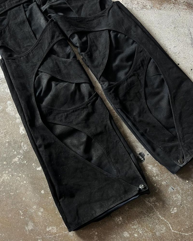 "Y2K Streetwear Patchwork Jeans für Herren – Hohe Taille, Loose Fit, Distressed Denim (S-XXL)"_voghion.com