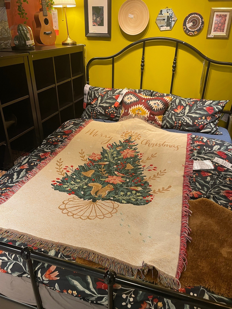 Arazzo coperta con albero di pino scoiattolo di buon Natale 90 * 150_voghion.com