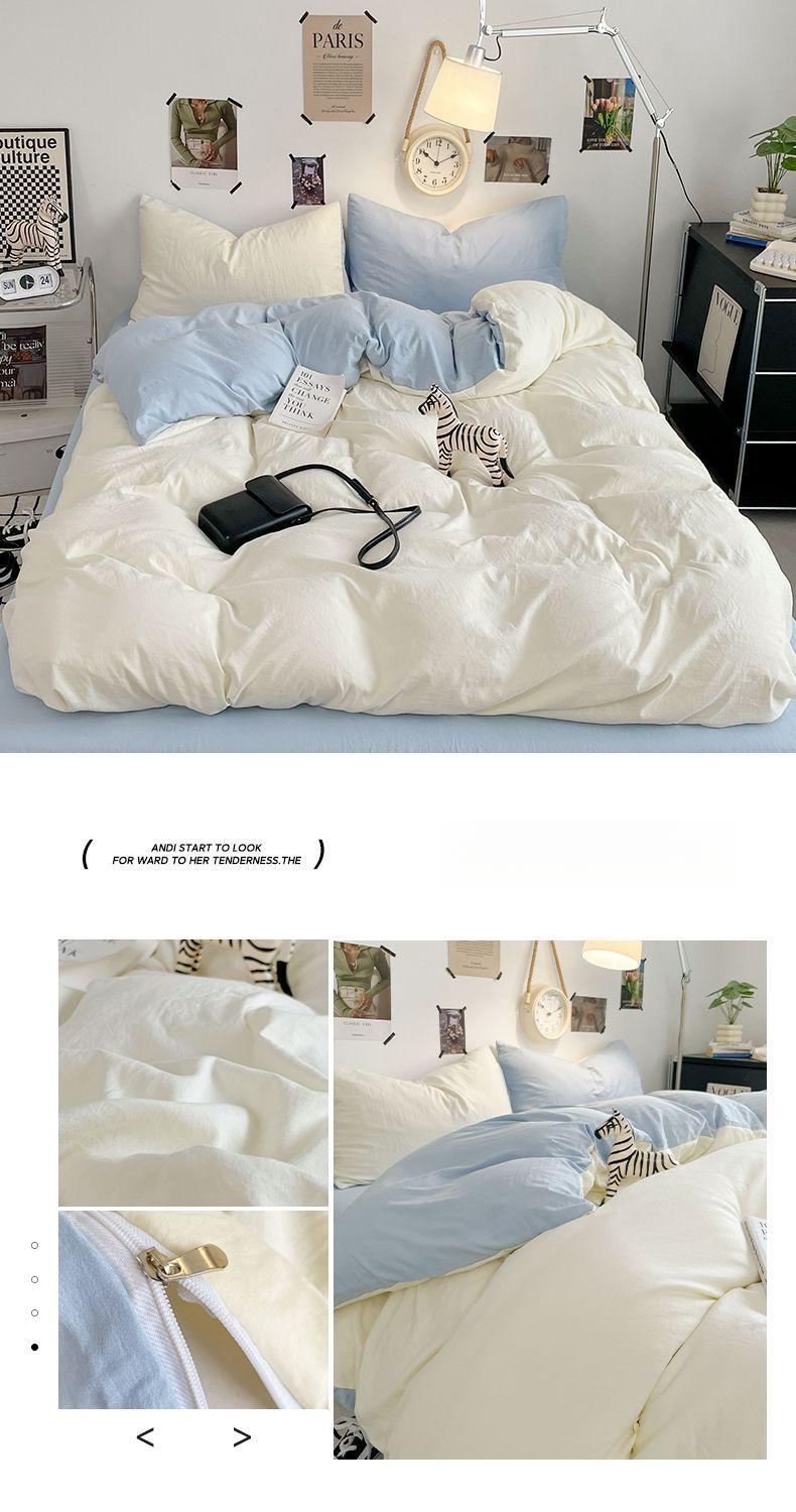 Huan Die Mère et bébé Classe A Double couture Simple Ultra-Douce Lavable Literie Épaissie Dortoir Étudiant 3 Pièces_voghion.com