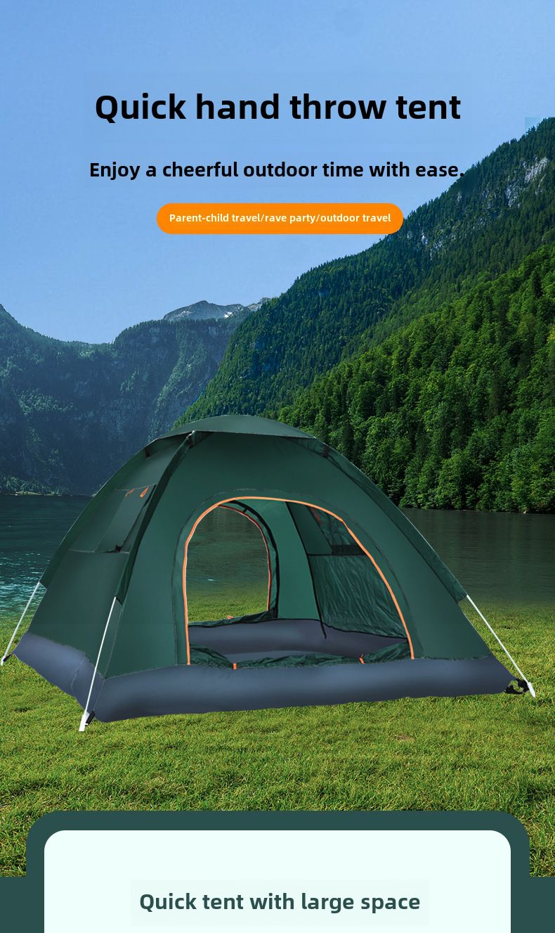 Tenda da esterno completamente automatica per 3-4 persone, doppia, 2 persone, protezione solare, piccola casa, tenda per adulti e bambini._voghion.com