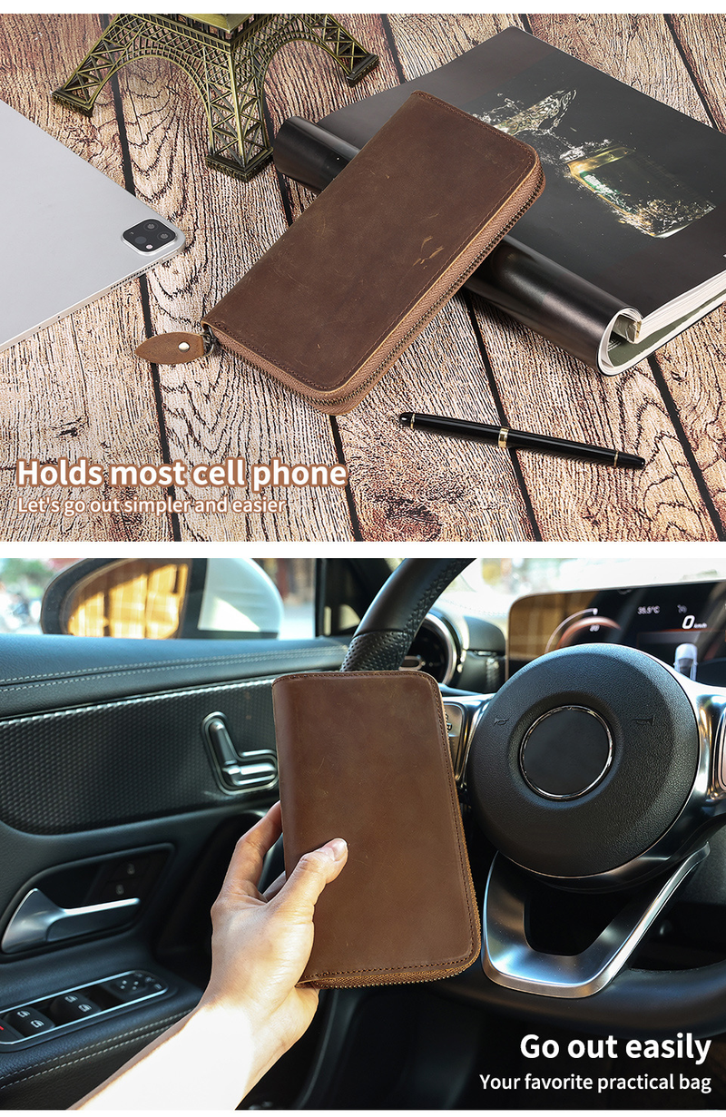 Business Retro lange RFID-Clutch mit großem Fassungsvermögen Herren-Geldscheinklammer aus Leder für Herren_voghion.com