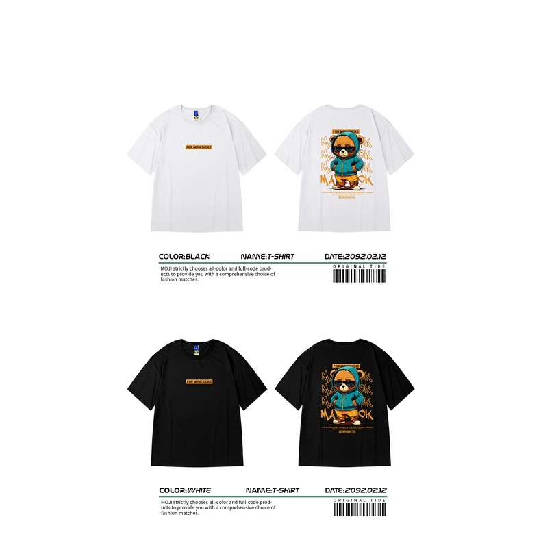 Ropa para hombre, camiseta de manga corta, informal, holgada, con cuello redondo, estilo Ins, vestido de verano, camiseta de media manga para parejas_voghion.com