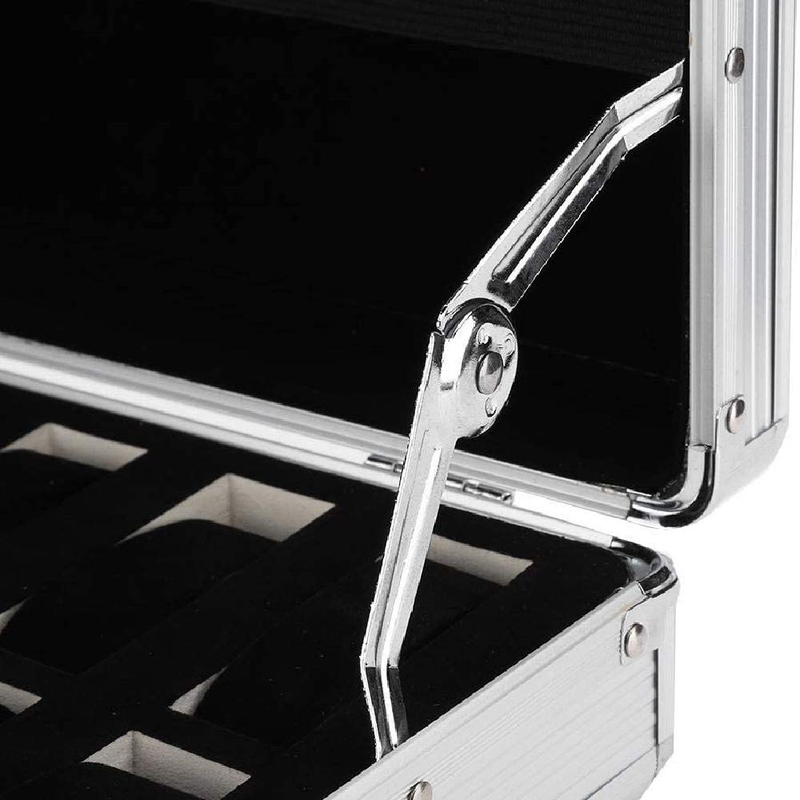 Caja de aluminio para relojes con 24 compartimentos, organizador con cerradura, expositor, maletín, soporte para relojes, almohadas portátiles para relojes._voghion.com