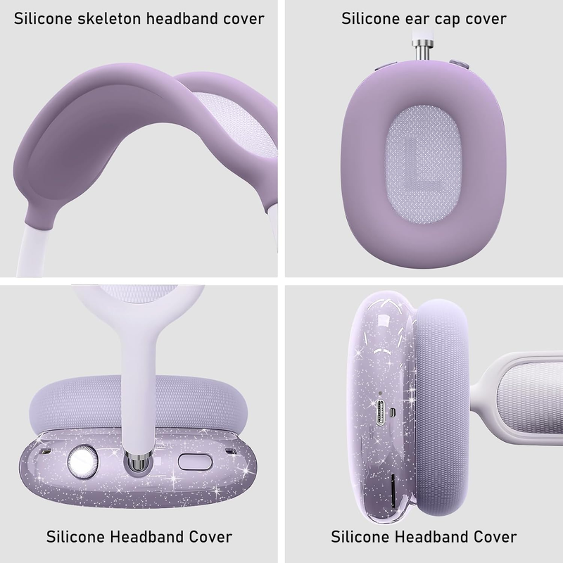 Husă pentru AirPods Max, anti-zgârieturi pentru urechi/cupe/bandă de susținere. TPU moale și silicon transparent, rezistentă la zgârieturi._voghion.com
