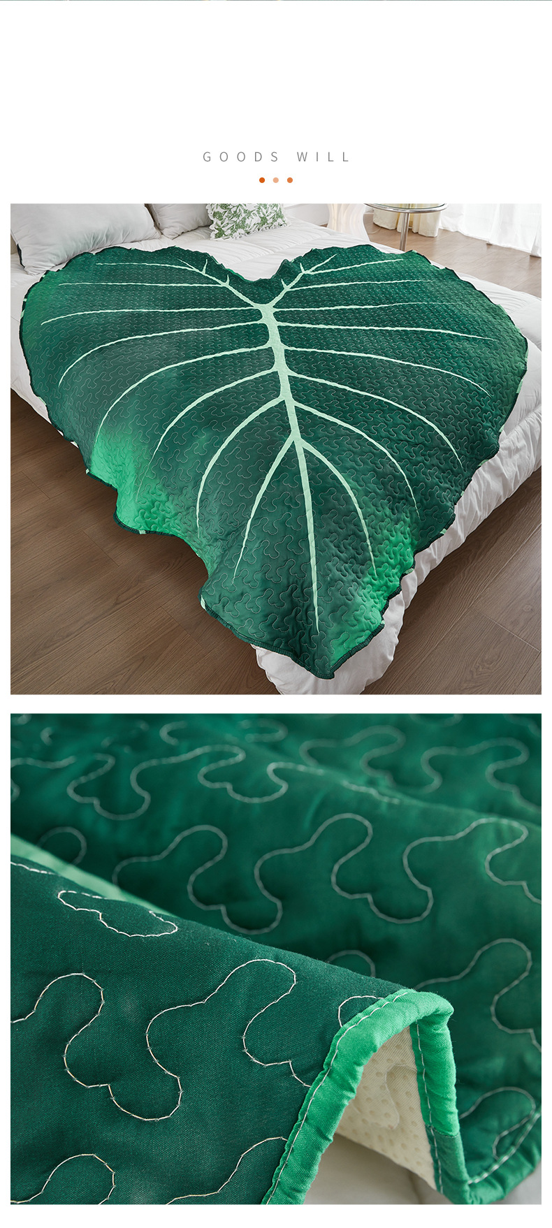 Ultrasonic Quilted Duvet Cover - Botanical Leaf Design With Anti-Slip Silicone Dots All-Season Bedding, Breathable &_voghion.com