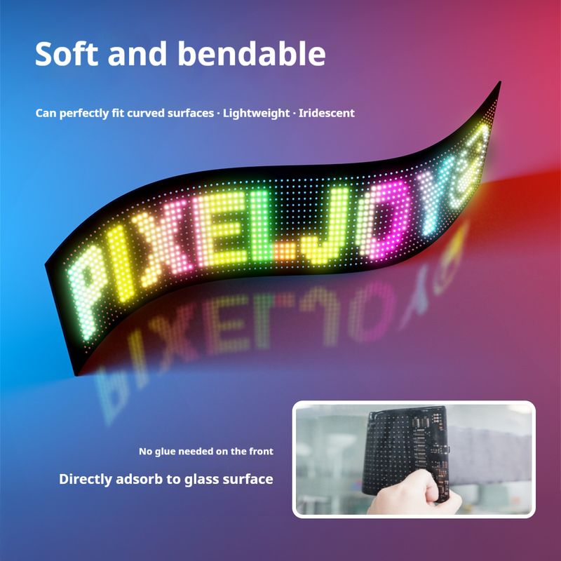 Display LED per finestrini auto Bluetooth K6 - Schermo flessibile da 16x64/16x96 pixel, testo ed emoji personalizzati, alimentazione tramite USB da 5 V, universale per tutti i veicoli_voghion.com
