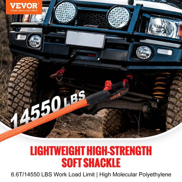 Soft Shackle Synthetic Recovery Rope 2PCS 1/2'x22' 44092lbs Break Strength_voghion.com