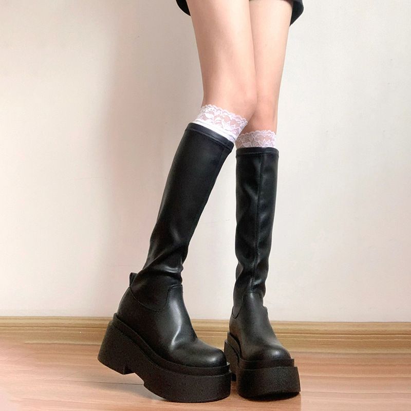 Stivali da equitazione lunghi e alti con tubo elastico e snellente Shorty Le, consigliati dai blogger, con suola spessa da donna_voghion.com