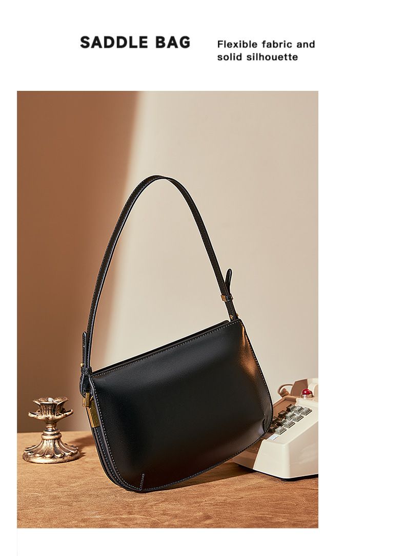 Elegante leren damestas onder de arm - Echte koeienhuid crossbody schoudertas met ritssluiting, stijlvol en veelzijdig voor dagelijks gebruik_voghion.com