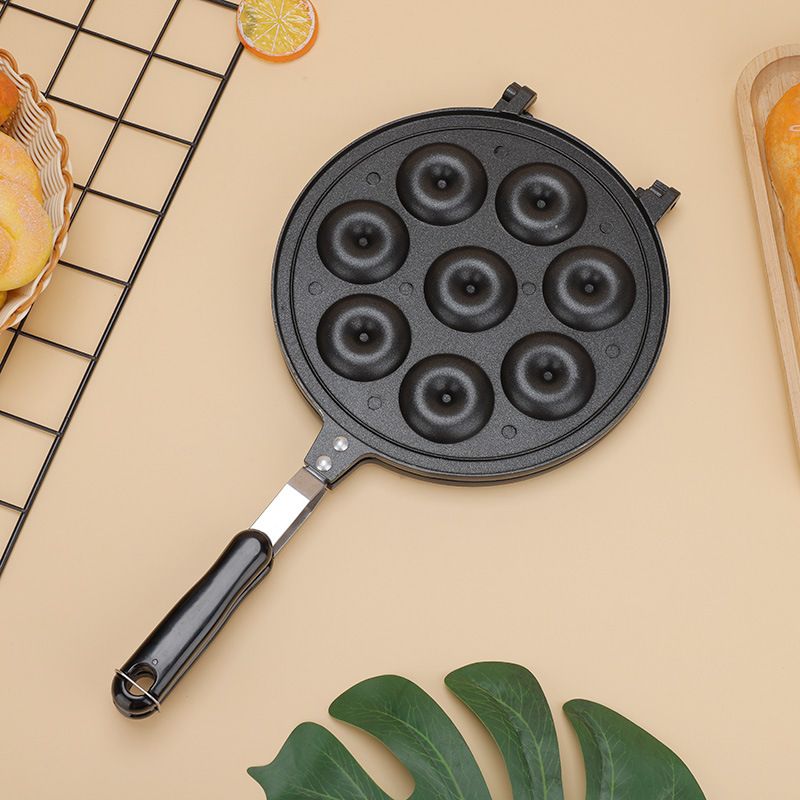 Round Eight Hole Donut Mold Double Sided Waffle Baking Tray Home Breakfast Cake Bread Baking Tools_voghion.com