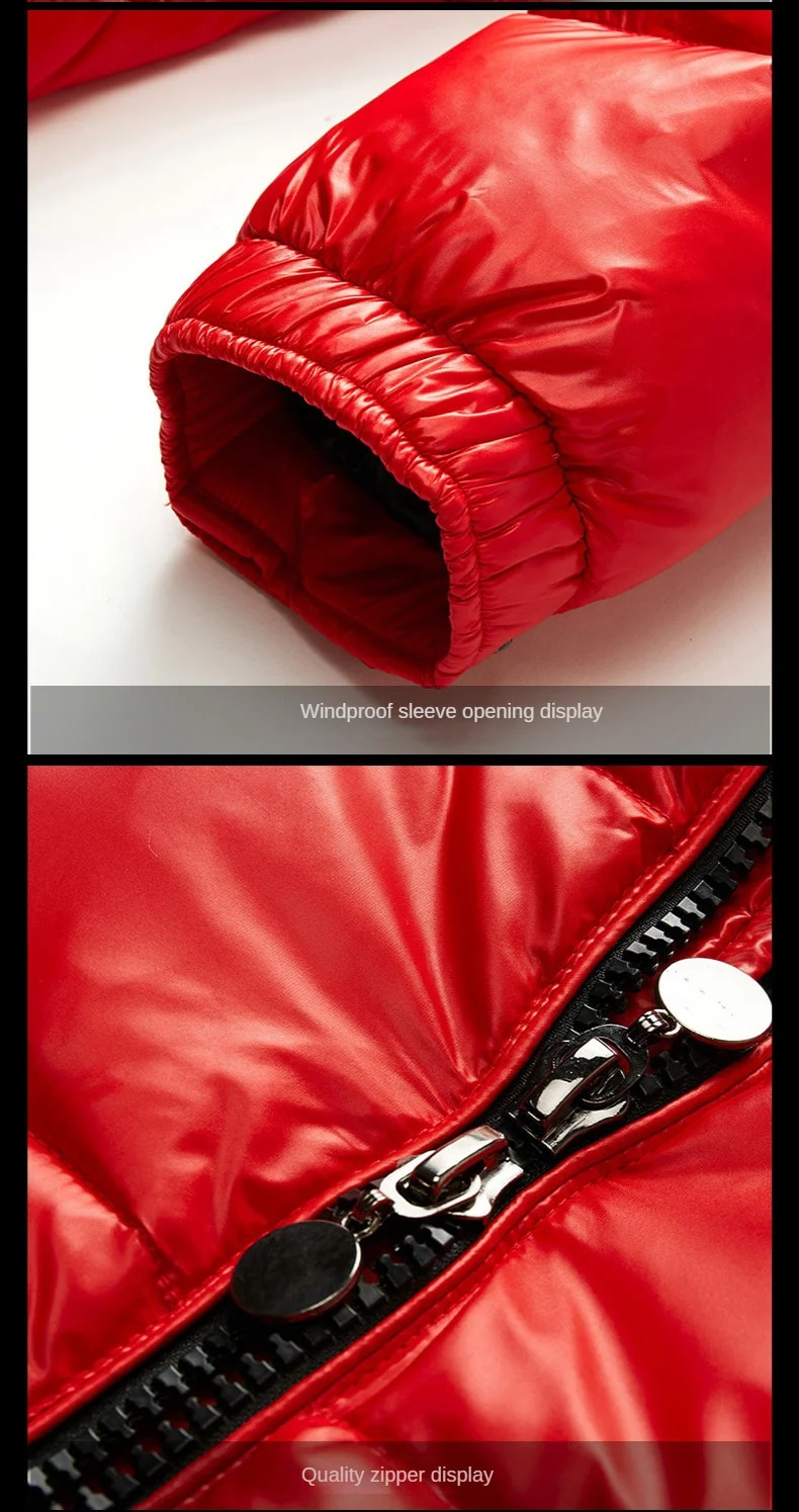 Herren Daunen Jacke Weiße Enten Haube Warm Glänzende Männer Glänzend Schwarz Rot Gepolstert Flauschigen Mantel Mann Winter Puffer Frauen_voghion.com