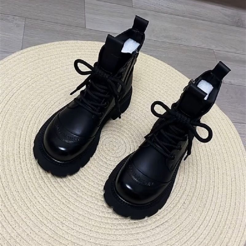 Donne spesse, nuova collezione autunno inverno 2024, stivali corti versatili e morbidi in stile britannico, stivali Martin con suola morbida_voghion.com