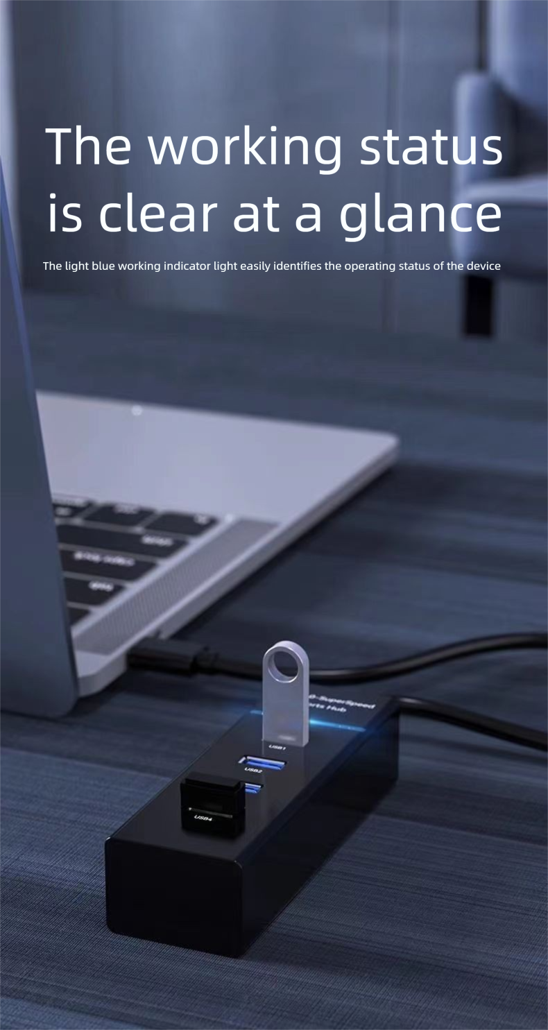 USB Hub Multi-Function Adapter Desktop Laptop One-to-Four 3.0 Extension Cable Docking Station_voghion.com