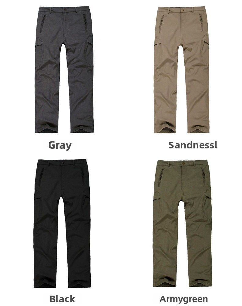 Bird Cold-Proof Soft Shell Jacket Men Hiking Waterproof Windproof Thickened Outdoor Warm Fleece Pants_voghion.com