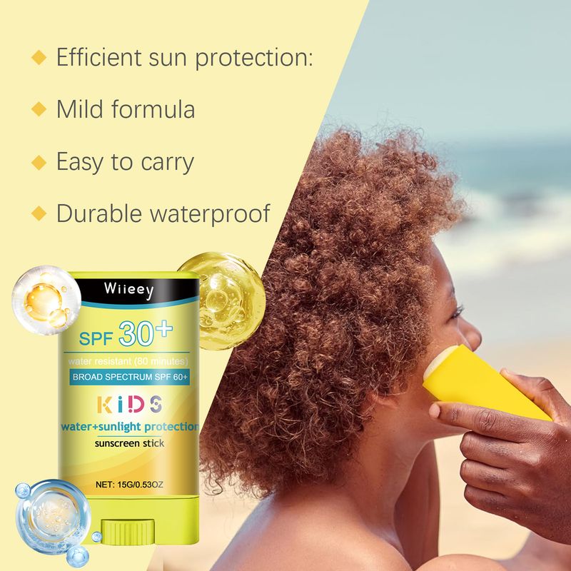 Wieey 15g SPF30+ Crema Solare Stick per Bambini Rinfrescante per la Pelle Antiossidante Controllo del Sebo Protezione Estiva UV Stick Solare Impermeabile_voghion.com
