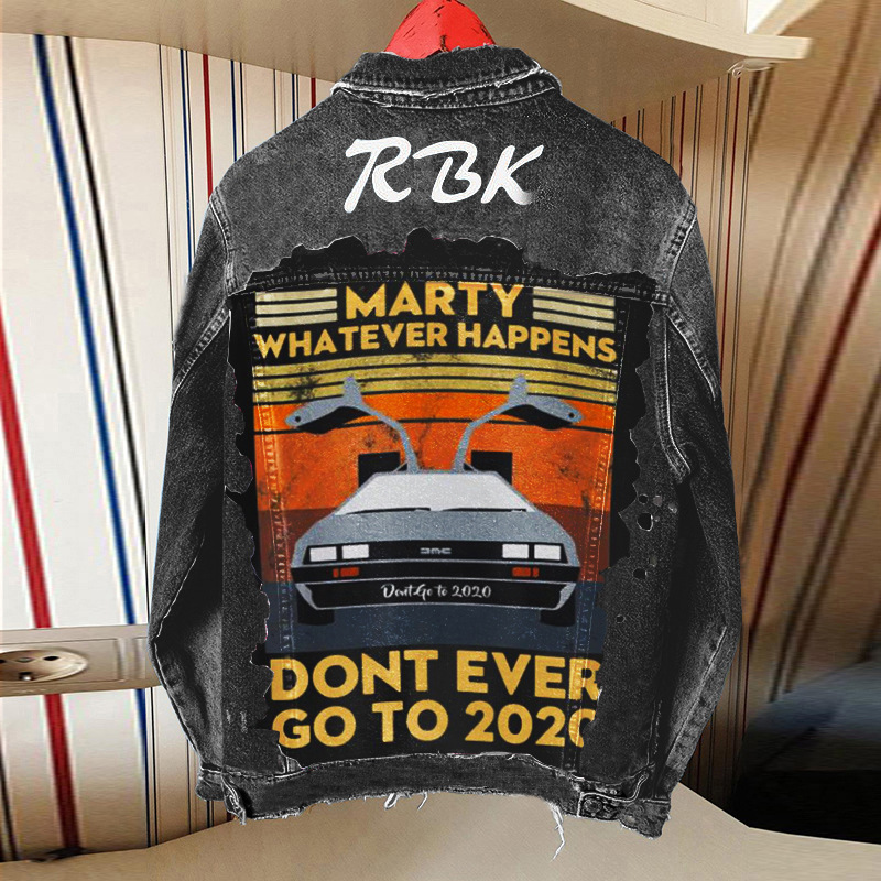 Damjacka i autostil Casual Modetryckt jeansjacka Långärmad damjacka_voghion.com