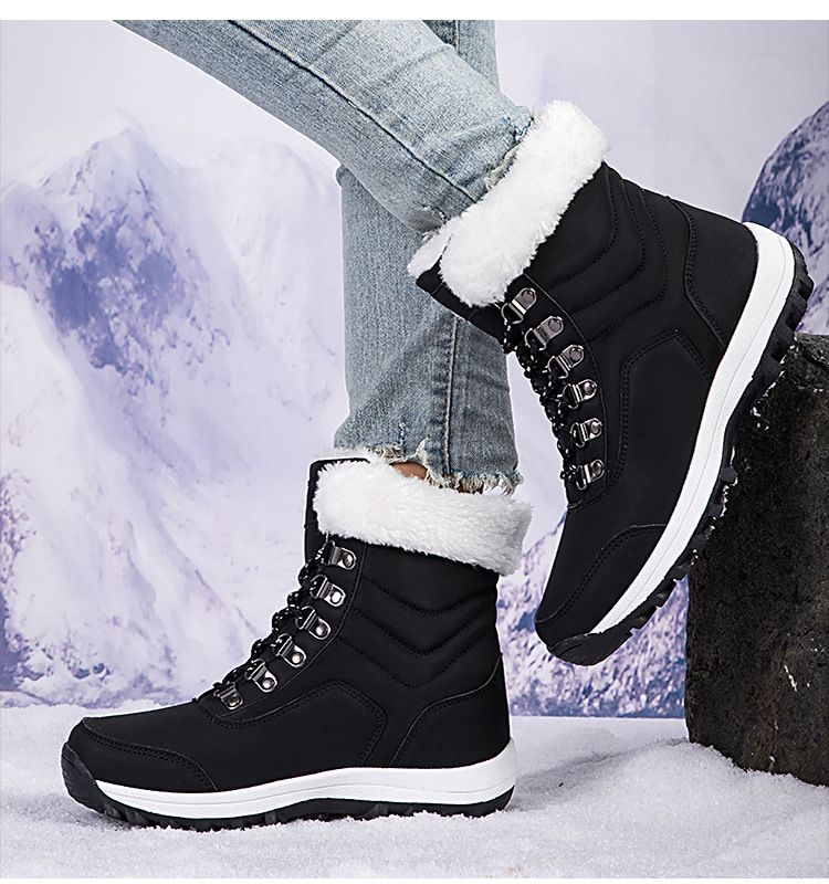 Bottes d'extérieur 2023 Hiver Chaud Doublé Polaire Épaissie Imperméable Antidérapante Nord-Est Neige Village Ski Grandes Chaussures En Coton_voghion.com