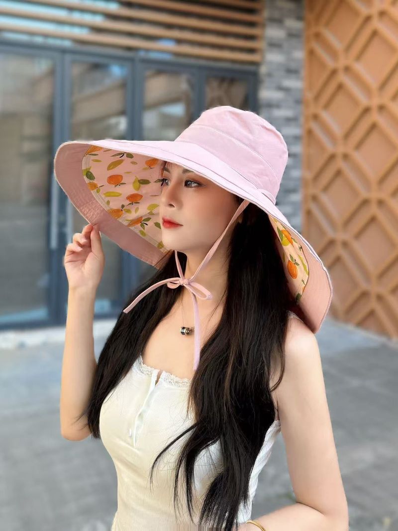 Tesa oversize da 18 cm con parasole da pescatore bifacciale per l'estate da donna, protezione UV e cappello da sole_voghion.com