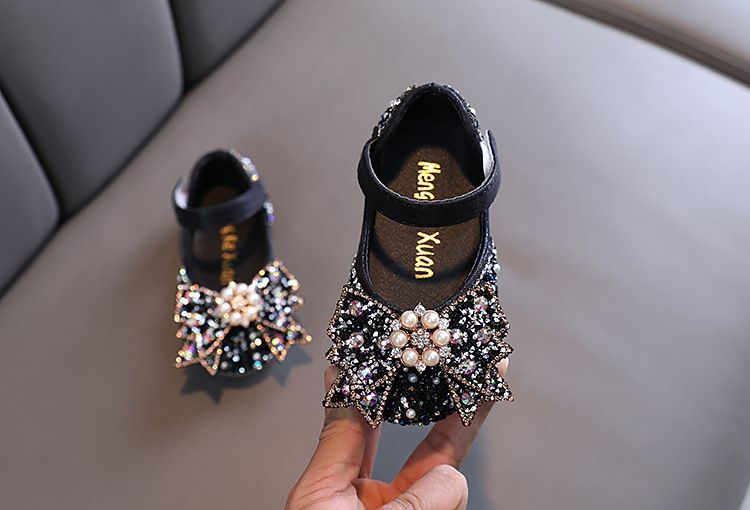 Mädchen Prinzessin Square Mund Strass Schleife Einzelschuh Schuhe Show Tanzschuhe_voghion.com