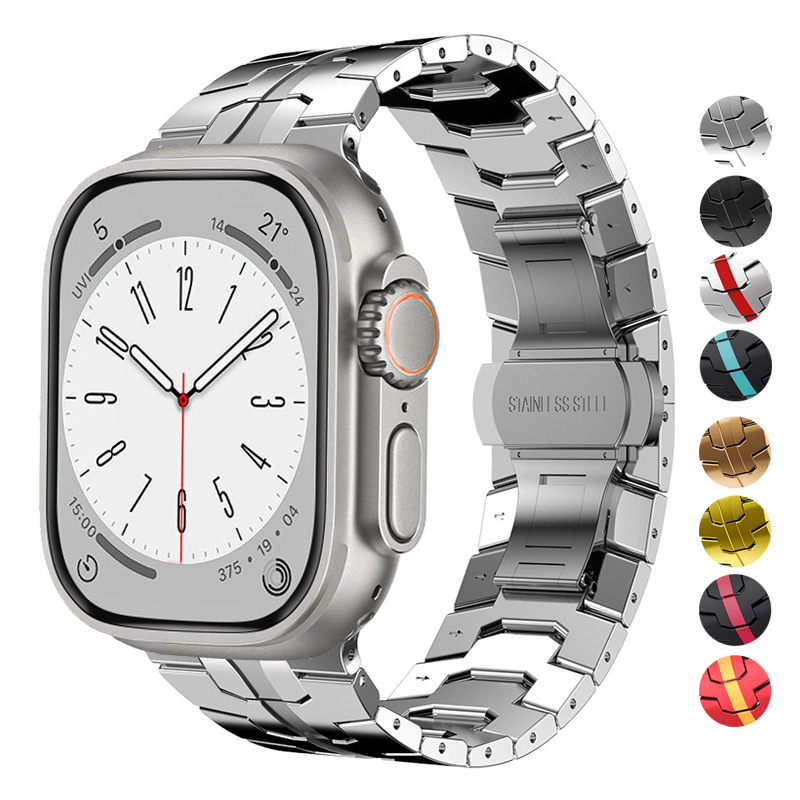 För Apple Watch Band 49 mm 45 mm 44 mm 42 mm 41 mm 40 mm Lyxarmband i rostfritt stål Iwatch Ultra Series 8 7 Se 3 4 5 6 Band_voghion.com