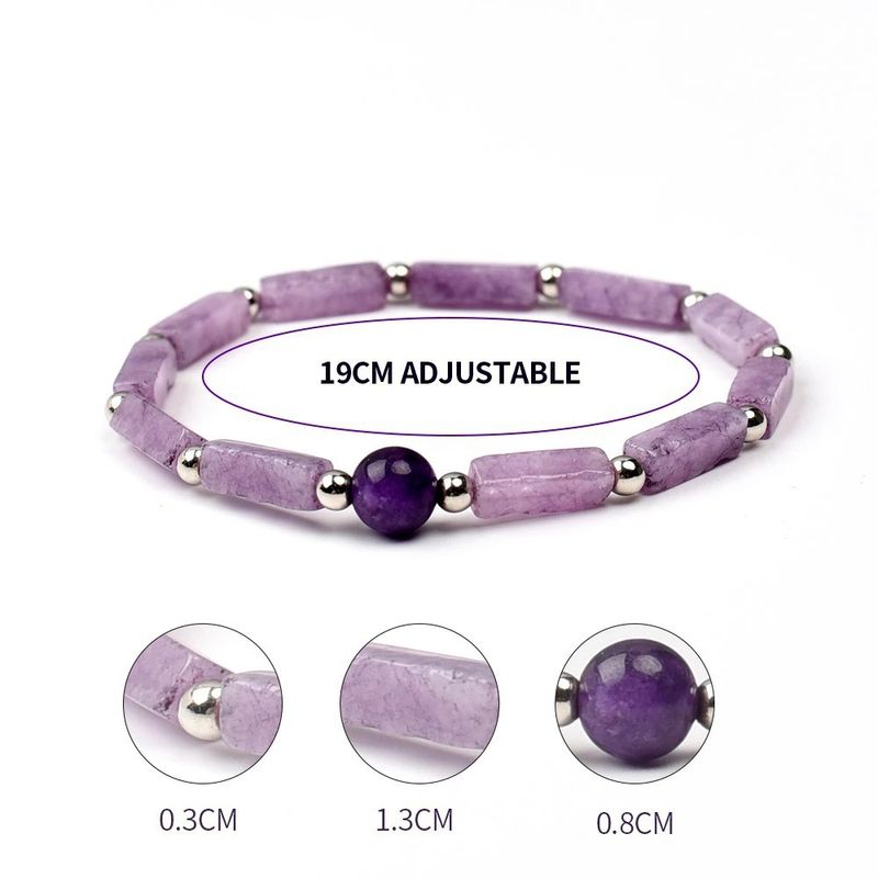 Xiyin TK Bracciale a colonna quadrata 4x13 con perline rotonde in ametista_voghion.com