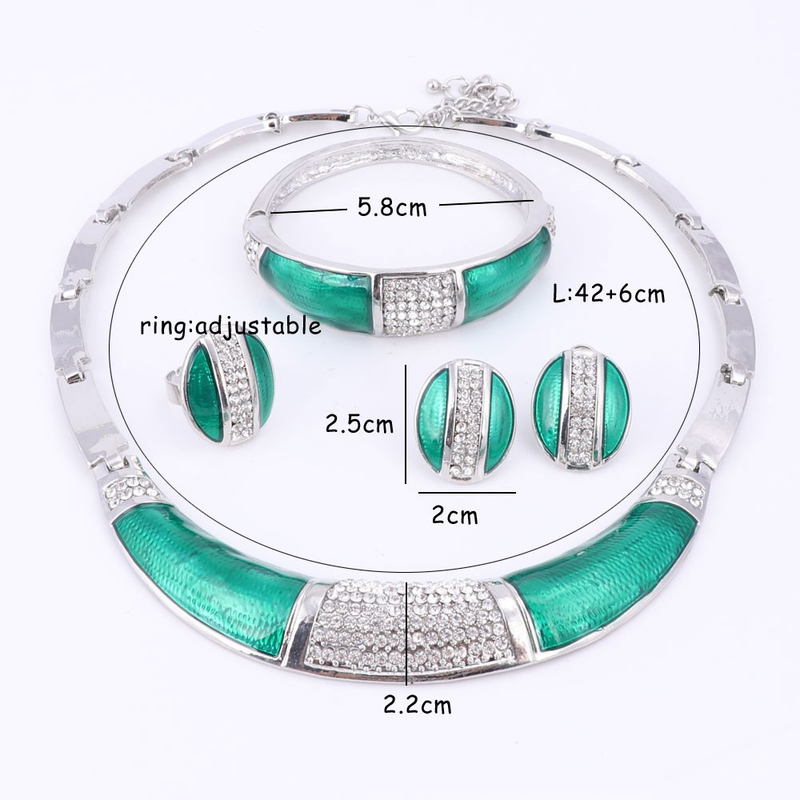 Set di perline africane in smalto verde, accessori per abiti da sposa, gioielli alla moda, collane e costumi_voghion.com
