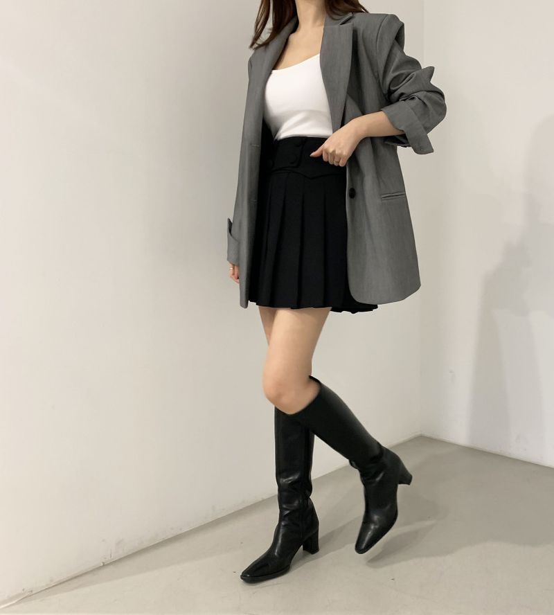 2024 Outono/Inverno Novo Melad Dress Up Coreano Chique Clássico Marrom Cinza Terno Casaco_voghion.com