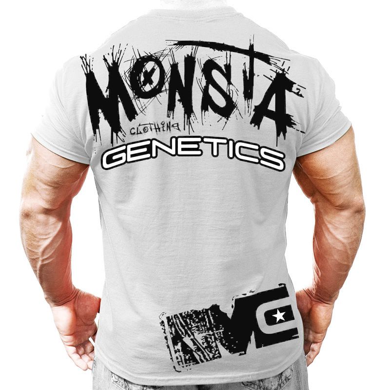 Muscle Exercise Fitness Brother Men's Sports Running Leisure Personality Large Printed Cotton Elastic Large Short Sleeve_voghion.com