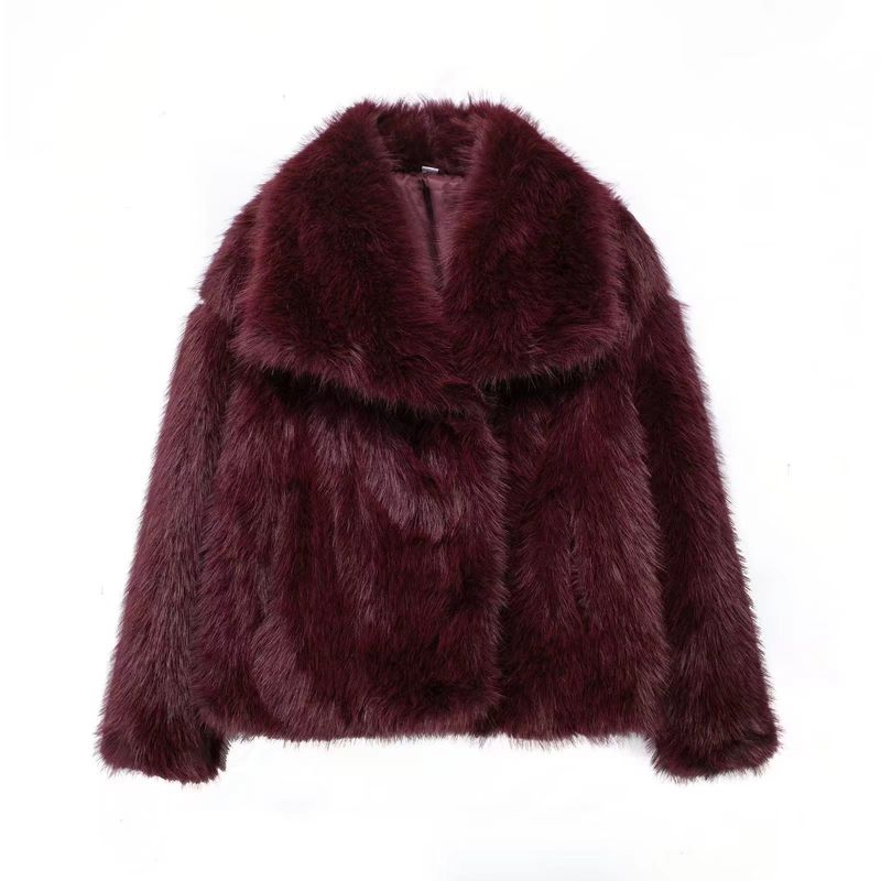 Giacca corta in pelliccia sintetica di lusso – Cappotto con collo importante (XS-XL, 10 colori di tendenza, versatilità dall'ufficio all'outdoor)_voghion.com