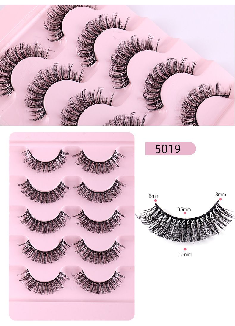 Hot-Selling 5-Pair Set Russian Curl D-Curve False Natural Dense Fluffy Curled Eyelashes_voghion.com
