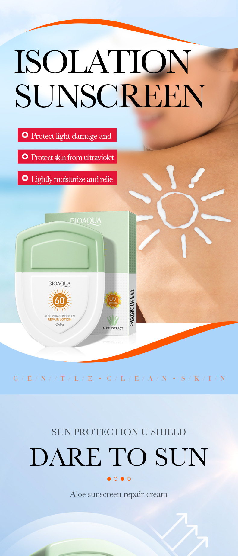 BIOAOUA Aloe Vera Repair Isolation napvédő krém UV-védelemmel, frissítő és nem zsíros_voghion.com