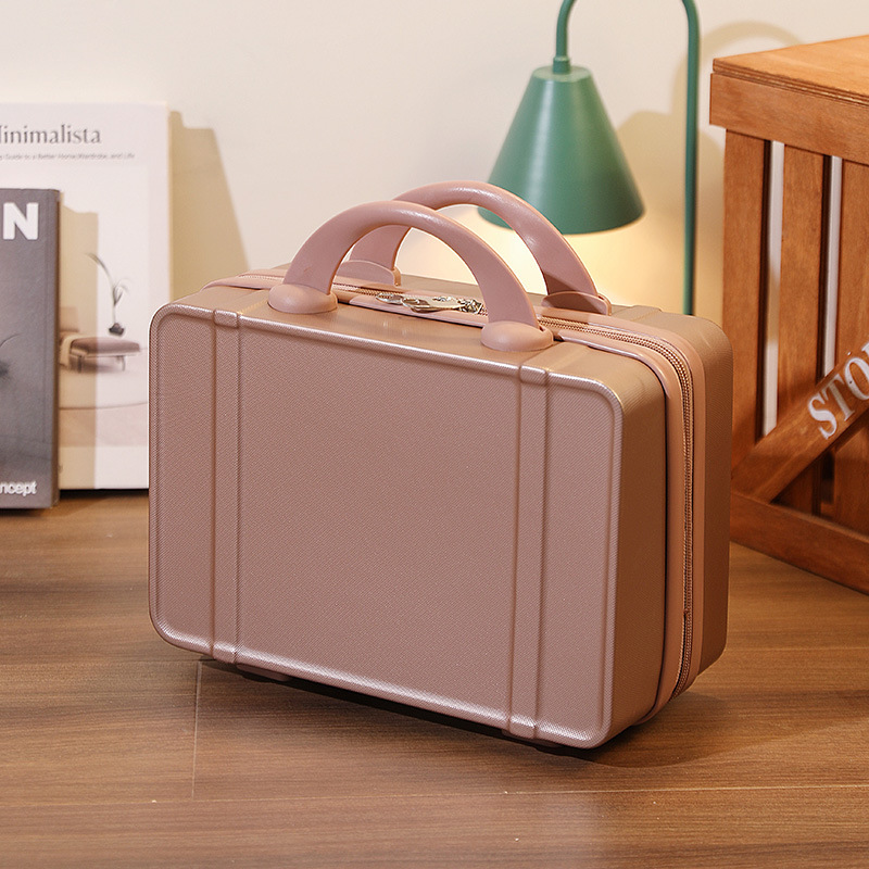 Bonbonfarbener Kontrast mit märchenhaftem Handgeschenk in Volltonfarbe, durchsichtige Reisebox, Mini-Koffer mit Reißverschluss_voghion.com