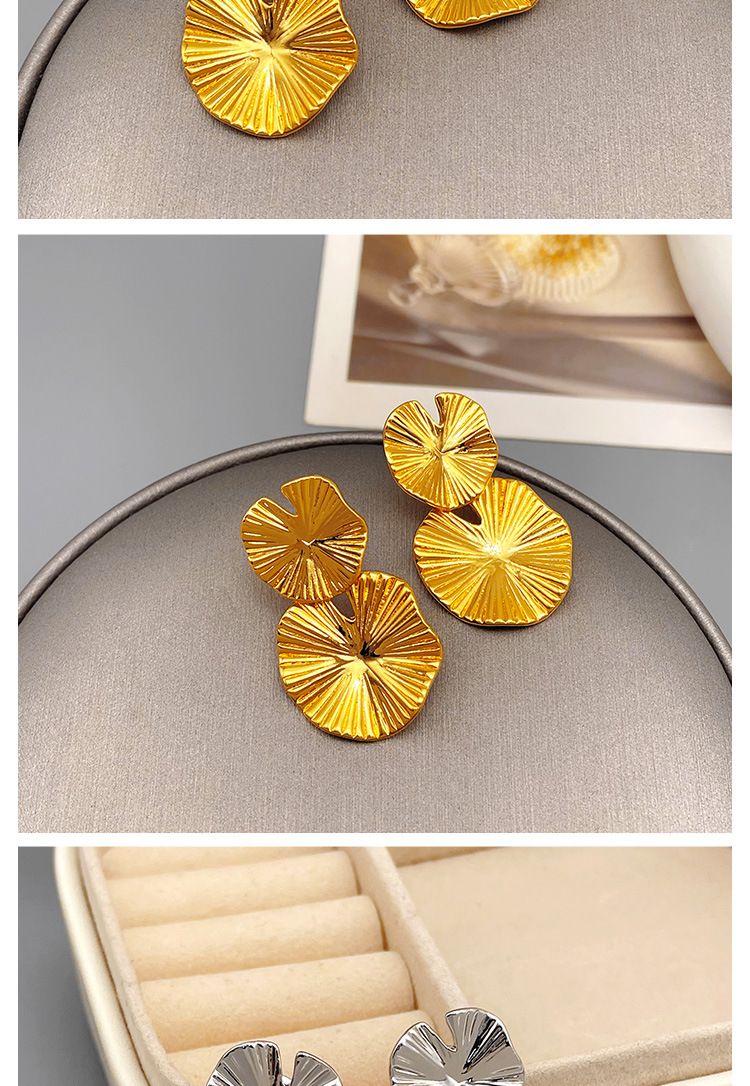 Qingdao AB asymmetrische lotus blatt design gefühl temperament einfache und vielseitige persönlichkeit ohrringe zubehör_voghion.com