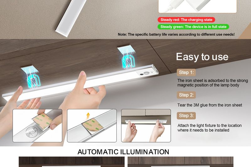 Rechargeable Human Body Induction Lamp Hand Sweep Bedside Wardrobe Wine Cabinet Long Strip Night Light Led Cabinet Light Wall Lamp_voghion.com