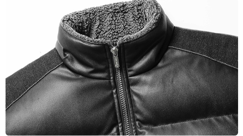Men's clothing wholesale Hong Kong style stand collar big pocket leather cotton coat men's trendy brand thickened warm leather jacket _voghion.com