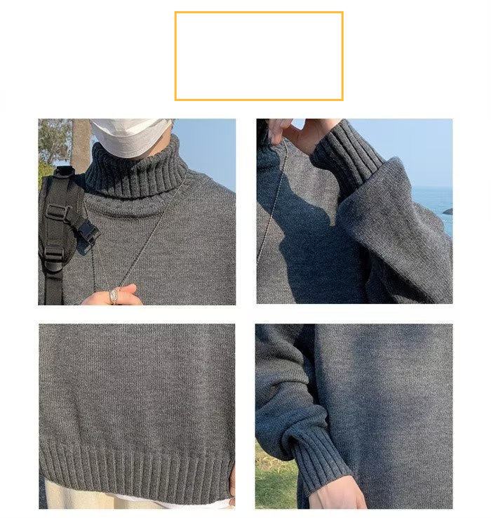 Men's Clothing Turtleneck Sweater Men's Spring and Autumn Large Size Style Solid Color Retro Loose Knitted Sweater Jacket Wool_voghion.com
