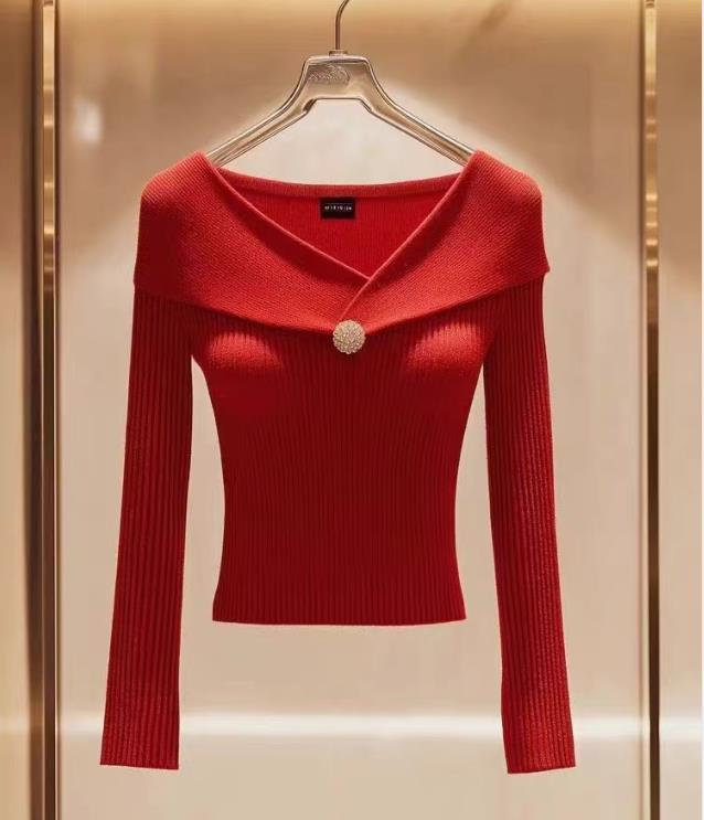 Damenbekleidung Pullover Temperament Altersreduzierung Einzigartige Super Gut Aussehende Innenbekleidung Kleines Weißes Oberteil_voghion.com