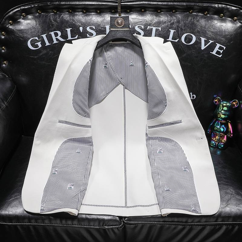 Heren Casual Slim-fit Effen Kleur Brits Zakelijk Gentleman Eenvoudig All-match Pak Bruidegom Beste Man Banketpak_voghion.com