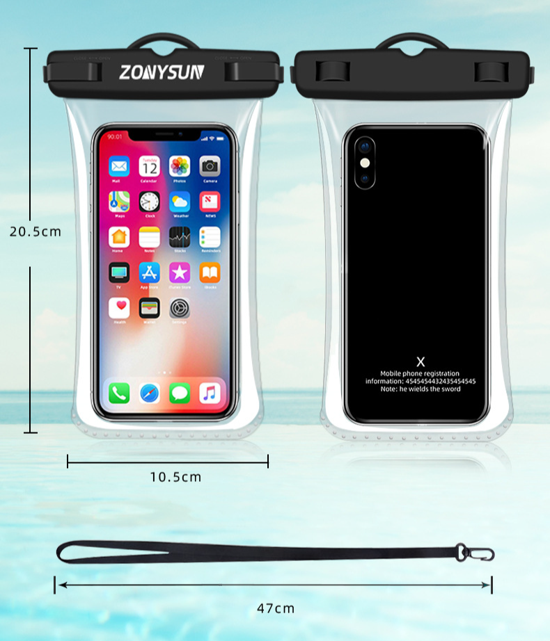Geantă de telefon mobil casual TPU impermeabilă geantă complet touch screen IPX8 transparentă impermeabilă geantă de telefon mobil Drift husă de telefon mobil_voghion.com