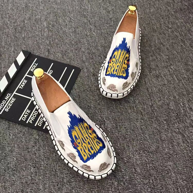Leisure Embroidered Xishan Handmade Cloth Shoes Men And Women's Old Beijing Breathable Social Bean Shoes Canvas_voghion.com