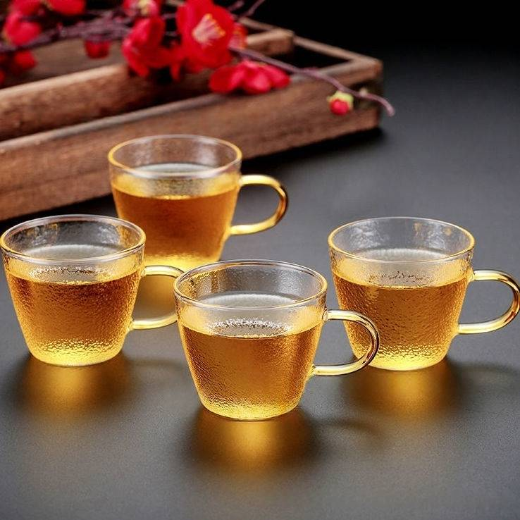 ZenArtisan Hammered Glass Tea Cup - Heat-Resistant Borosilicate, Handcrafted Texture, 120ml Capacity_voghion.com