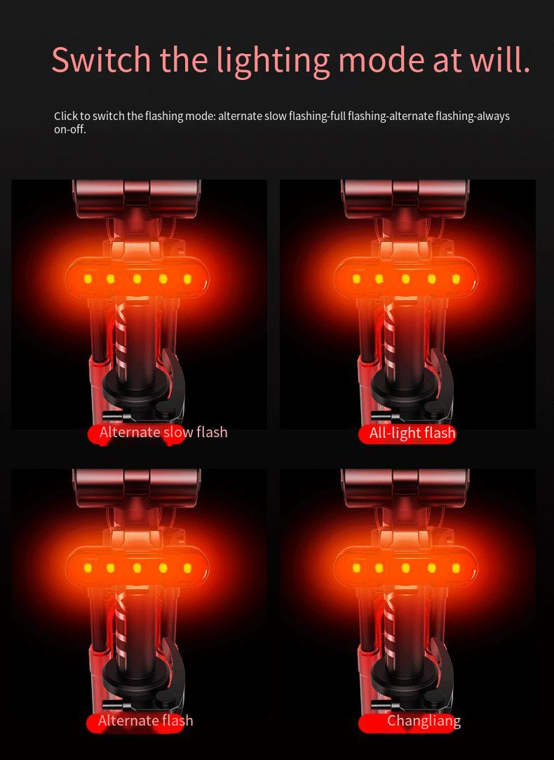 Fahrradrücklicht, Nachtfahr-Sicherheitserinnerungslicht, USB-Schnellladewarnung, Rücklicht, Fahrradausrüstung, Zubehör_voghion.com
