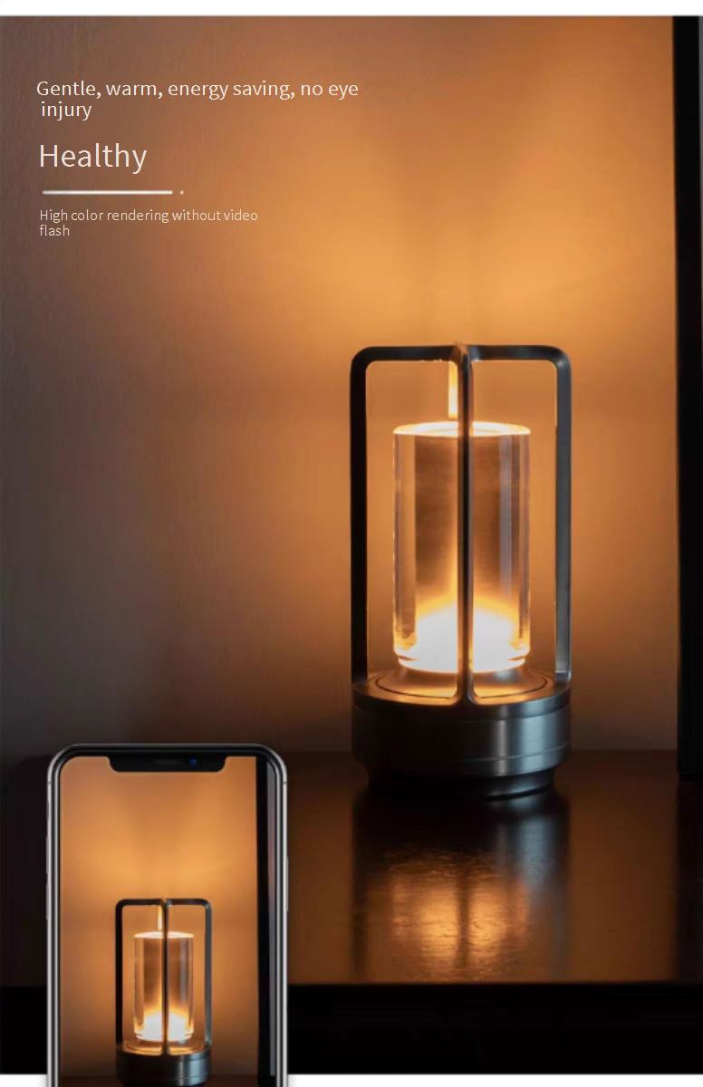 Lampada da tavolo a LED - Controllo touch, ricaricabile tramite USB, ultra luminosa per bar/campeggio (portatile, luce regolabile, illuminazione d'atmosfera dimmerabile)_voghion.com
