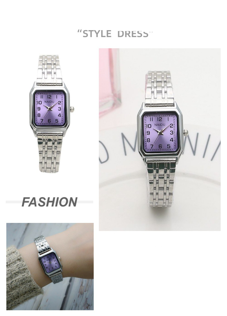 Damenuhren Künstlerische Studentin Quadratische Stahlband Quarzuhr Edelstahlband Mode Mädchenuhr Wald Quadratische Uhr Damenuhr_voghion.com